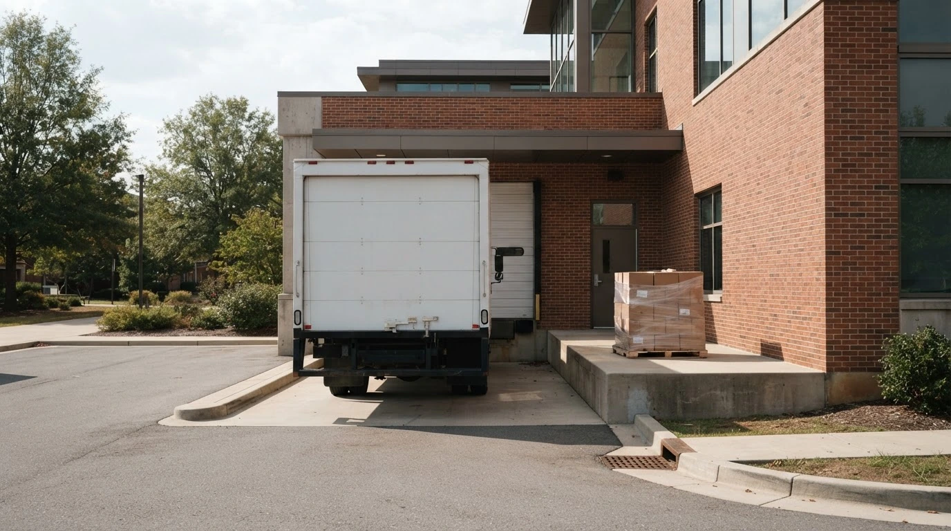 Freight shipping preparation for freight delivery to a school or university