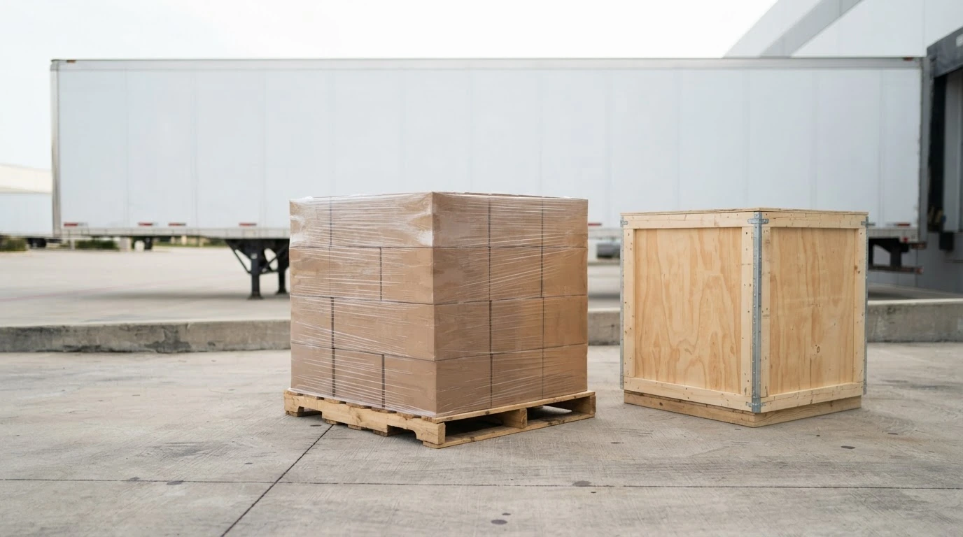 Freight shipping preparation for freight delivery to a trade show or convention center